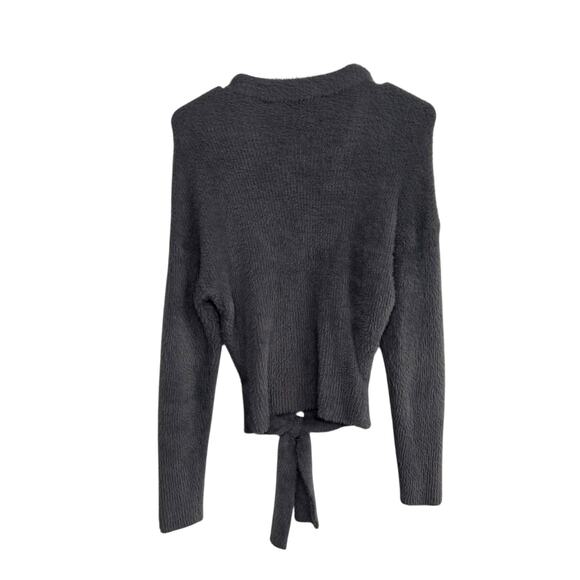 Express Fuzzy Tie Front Sweater XS Cozy Soft Girl Aesthetic Minimalist Quiet - Picture 3 of 4